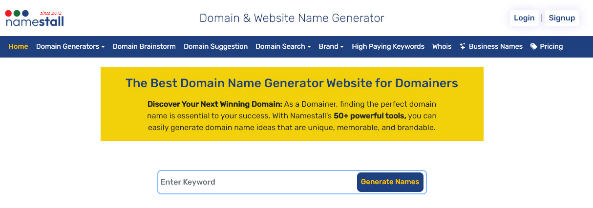 namestall برای انتخاب نام دامنه 